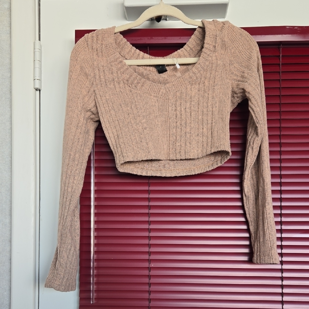 Women's Tan Knit Crop Top